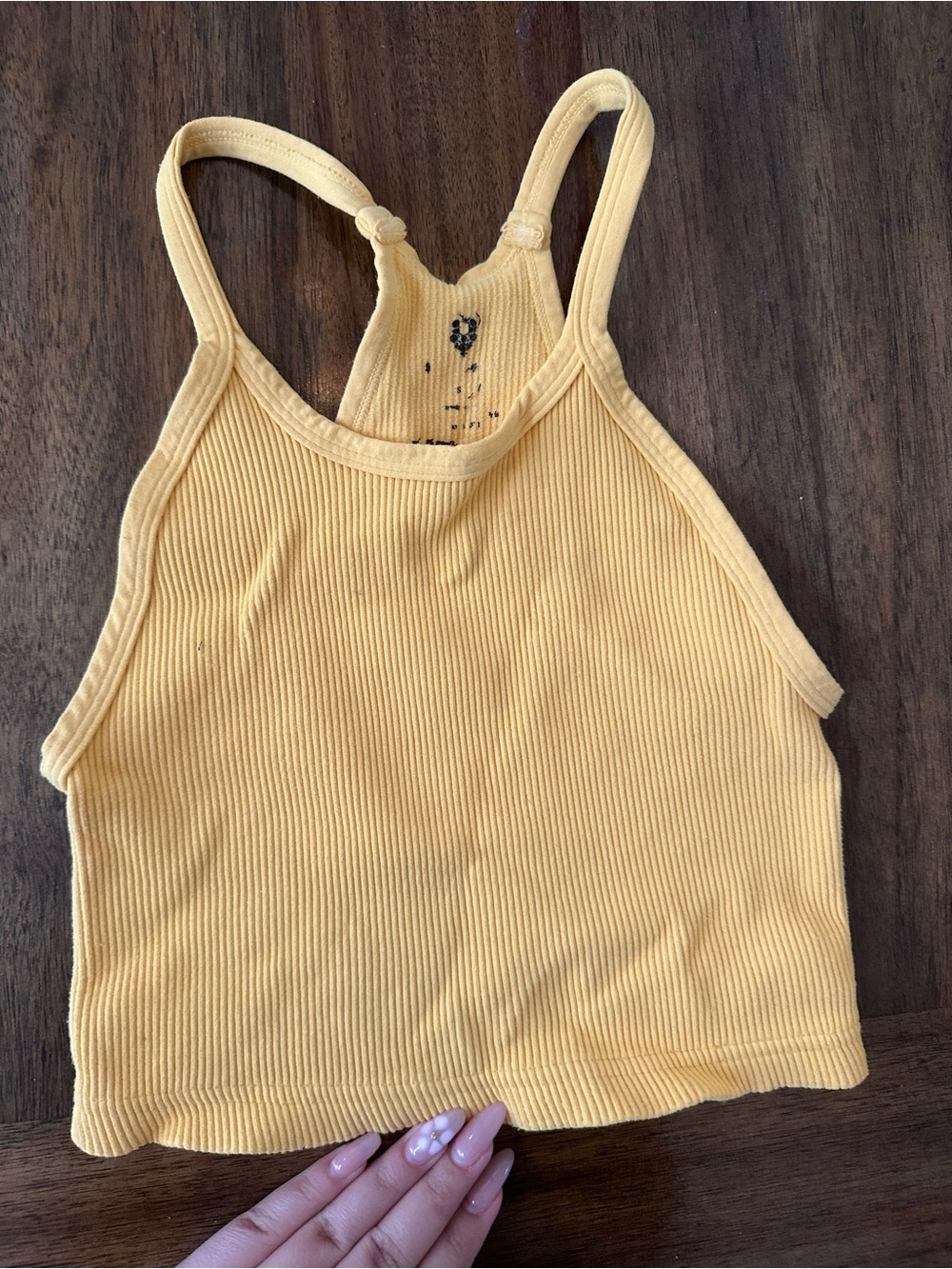 Free People Happiness Runs Yellow Ribbed Cropped Tank